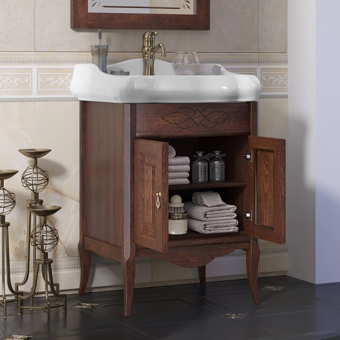 Приобрести opadiris тумба напольная с раковиной лоренцо 60 см, светлый орех