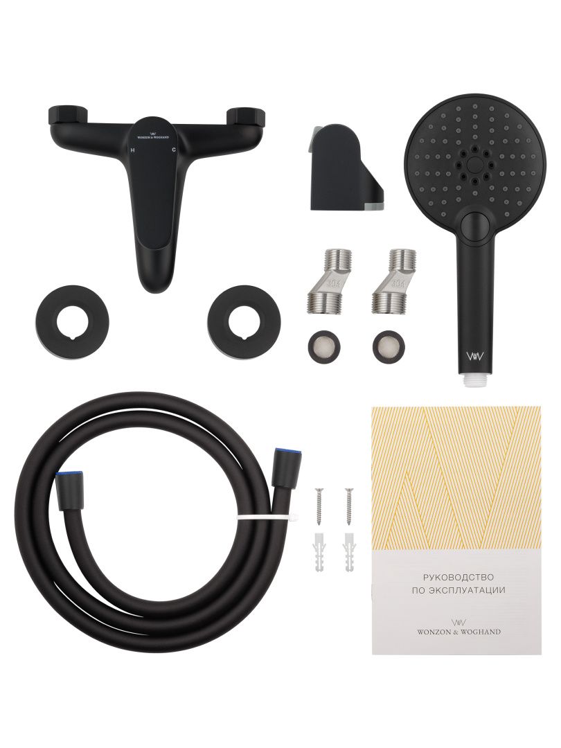 Приобрести смеситель для ванны с душем wonzon & woghand alfa, черный матовый (ww-ae3204-mb)