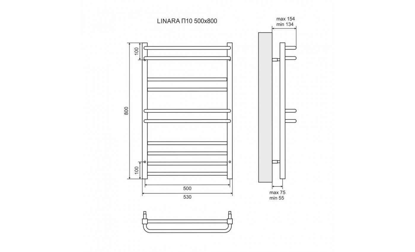 Приобрести lemark полотенцесушитель linara п10 500x800 мм водяной, хром lm04810