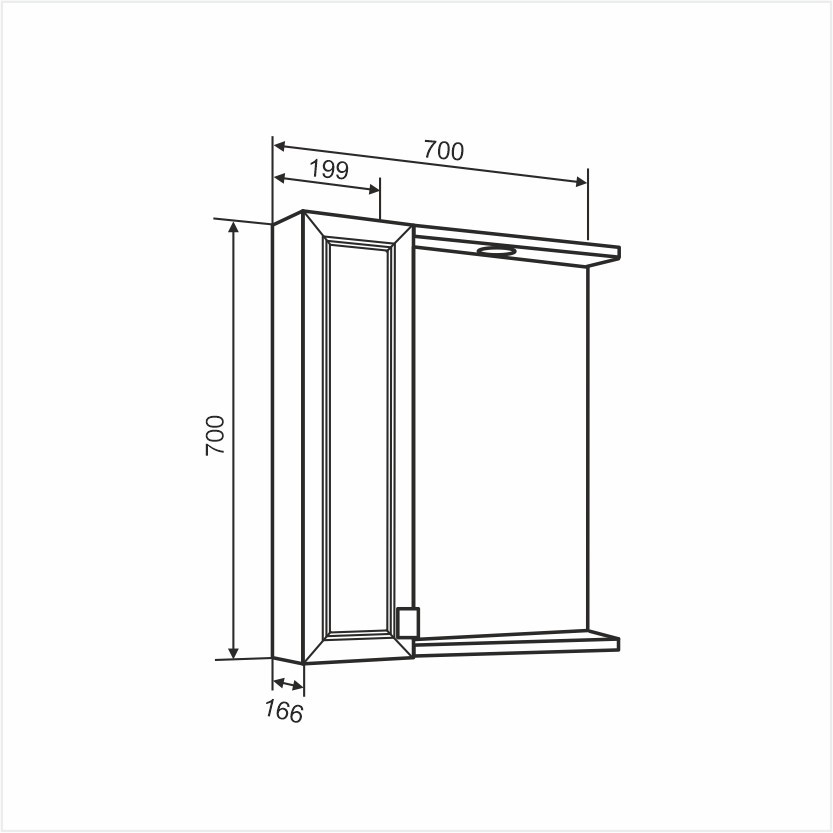 Приобрести зеркальный шкаф ostin 70см. левый