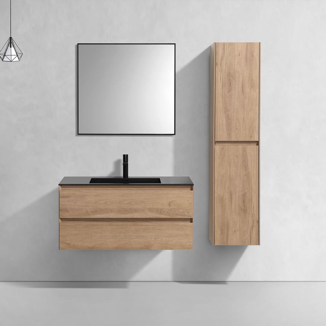 Приобрести vincea тумба подвесная luka 100 см, дуб натуральный с черной раковиной vmc-2l100no;vcb-13100b