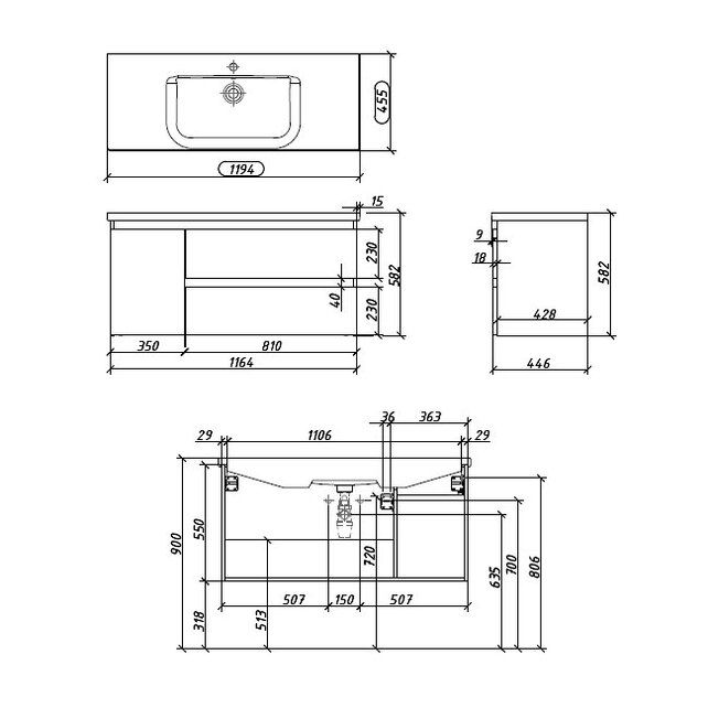 Приобрести caprigo тумба с раковиной forte 120 см, левая, фисташка