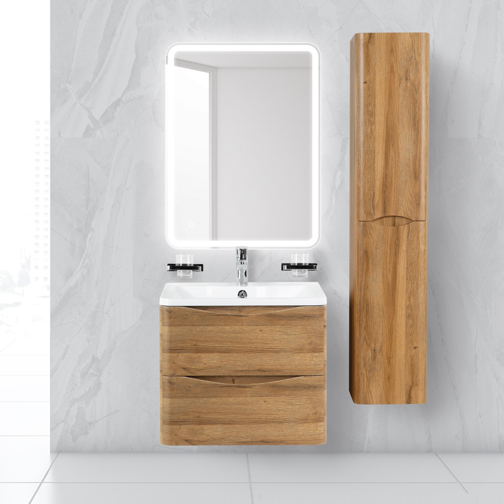 Приобрести belbagno тумба с раковиной acqua 60 см, подвесная rovere rustico, белая раковина