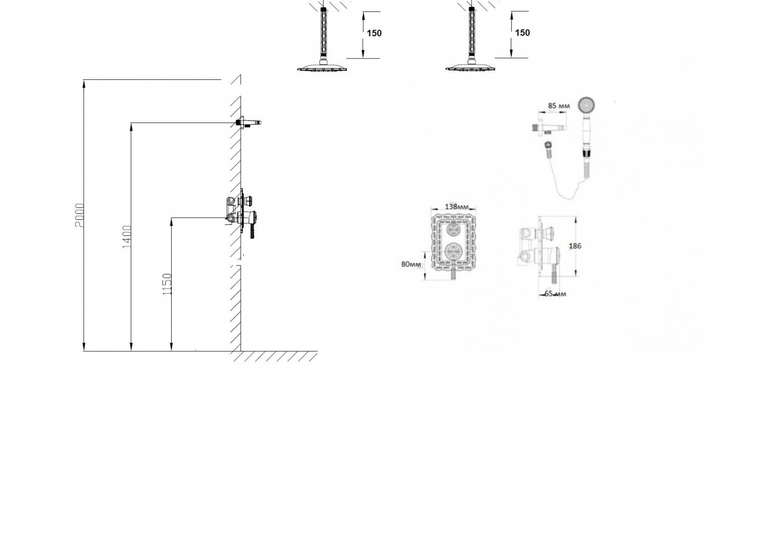 Приобрести bronze de luxe windsor 10138/1r, бронза душевая система для душа