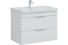 Aquanet Тумба с раковиной Ирис new 81 см, белая глянец (2 ящика)