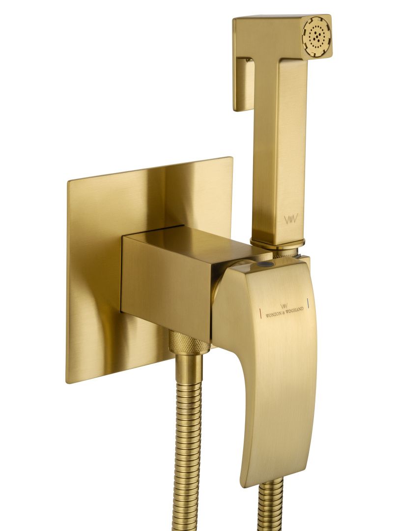 Приобрести смеситель с гигиеническим душем встраиваемый wonzon & woghand fit, брашированное золото (ww-88829009-bg)