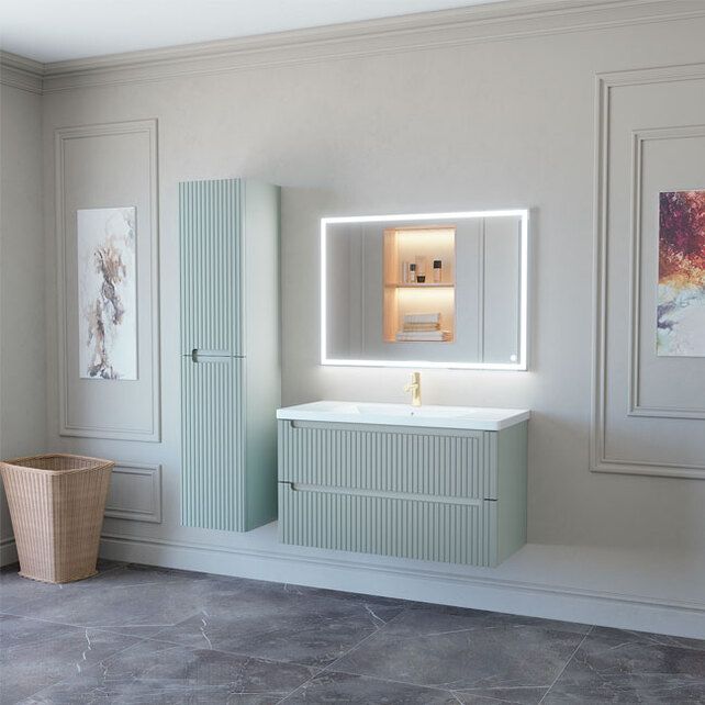 Приобрести caprigo тумба с раковиной termin-smalty stripe 100 см, зеленая, эмаль