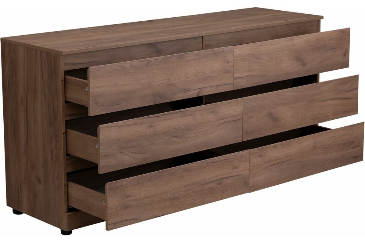 Приобрести aquanet комод сканди 160x48 см, дуб крафт (6 ящиков)