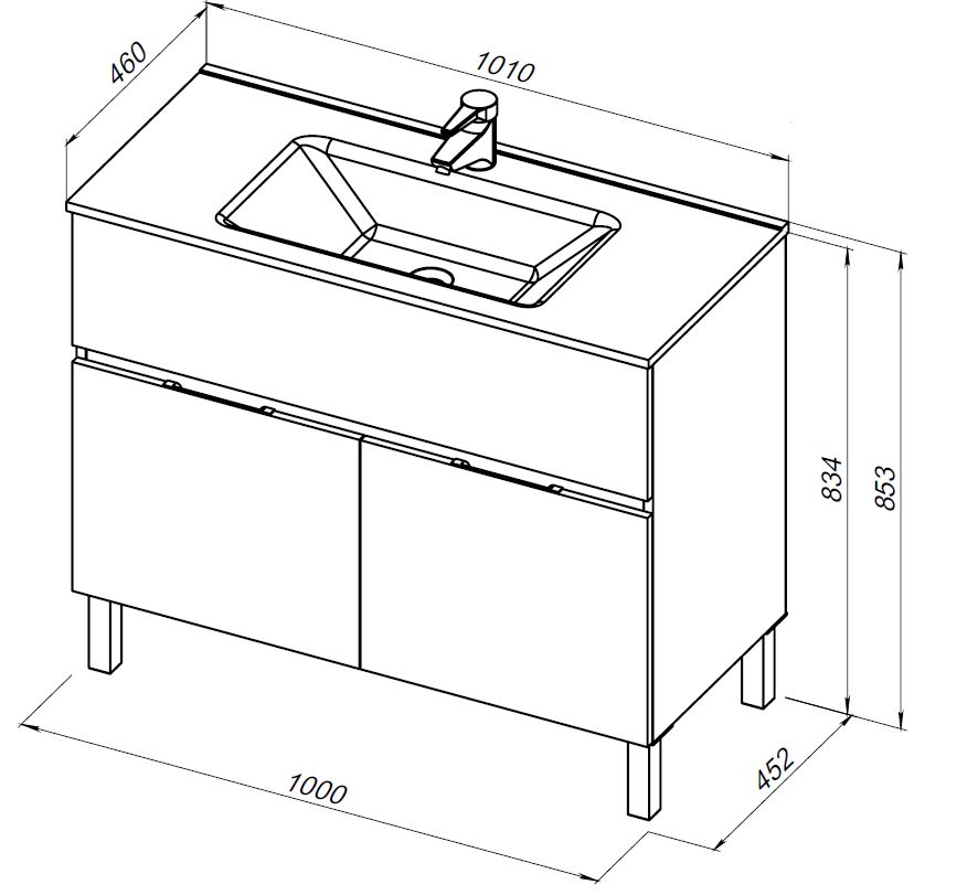Приобрести aquanet тумба с раковиной алвита new 100 см, 1 ящик, 2 дверцы, дуб веллингтон белая