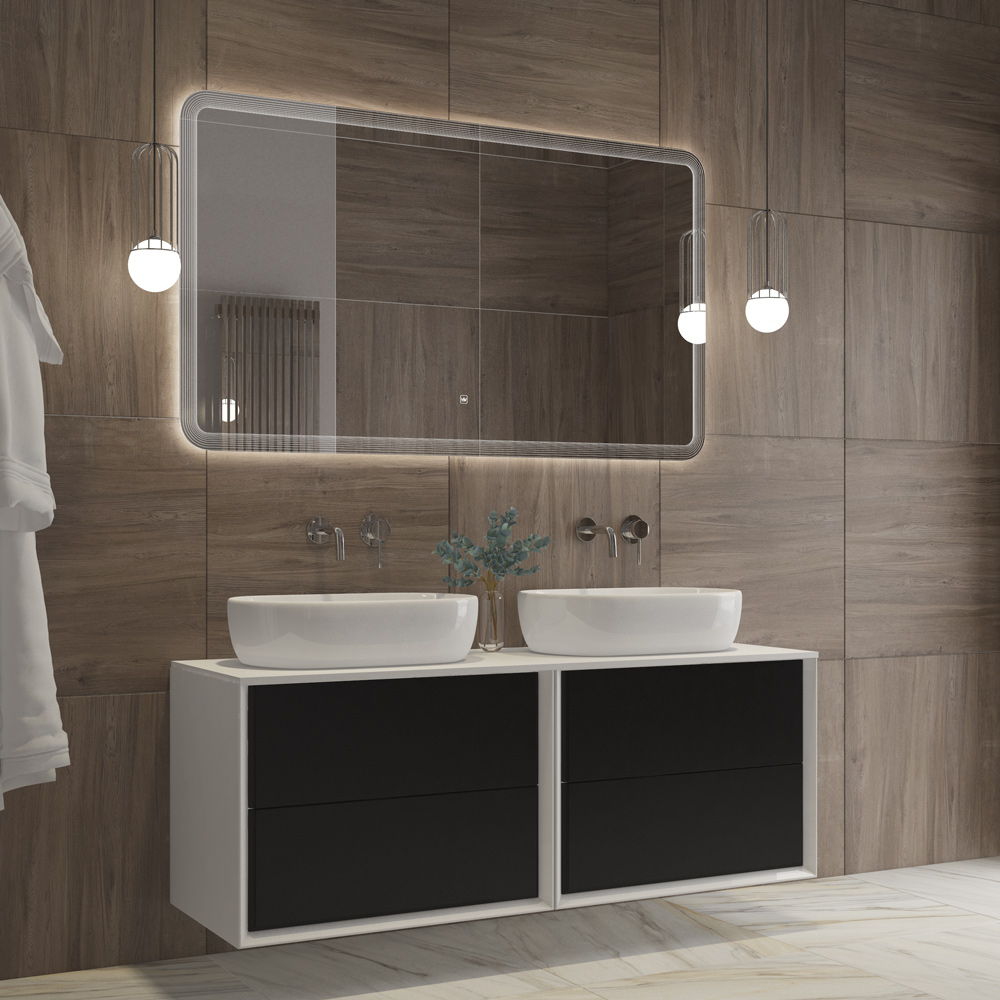 Приобрести cezares зеркало duet 140х80 см, контурная подсветка, сенсорное включение, гравировка czr-spc-duet-1400-800-led-tch