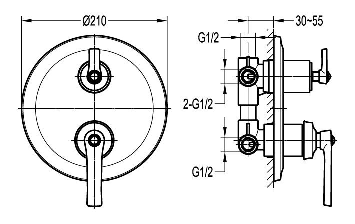 Приобрести cezares смеситель скрытого монтажа liberty, трехпозиционный, хром liberty-f-vdim3-01