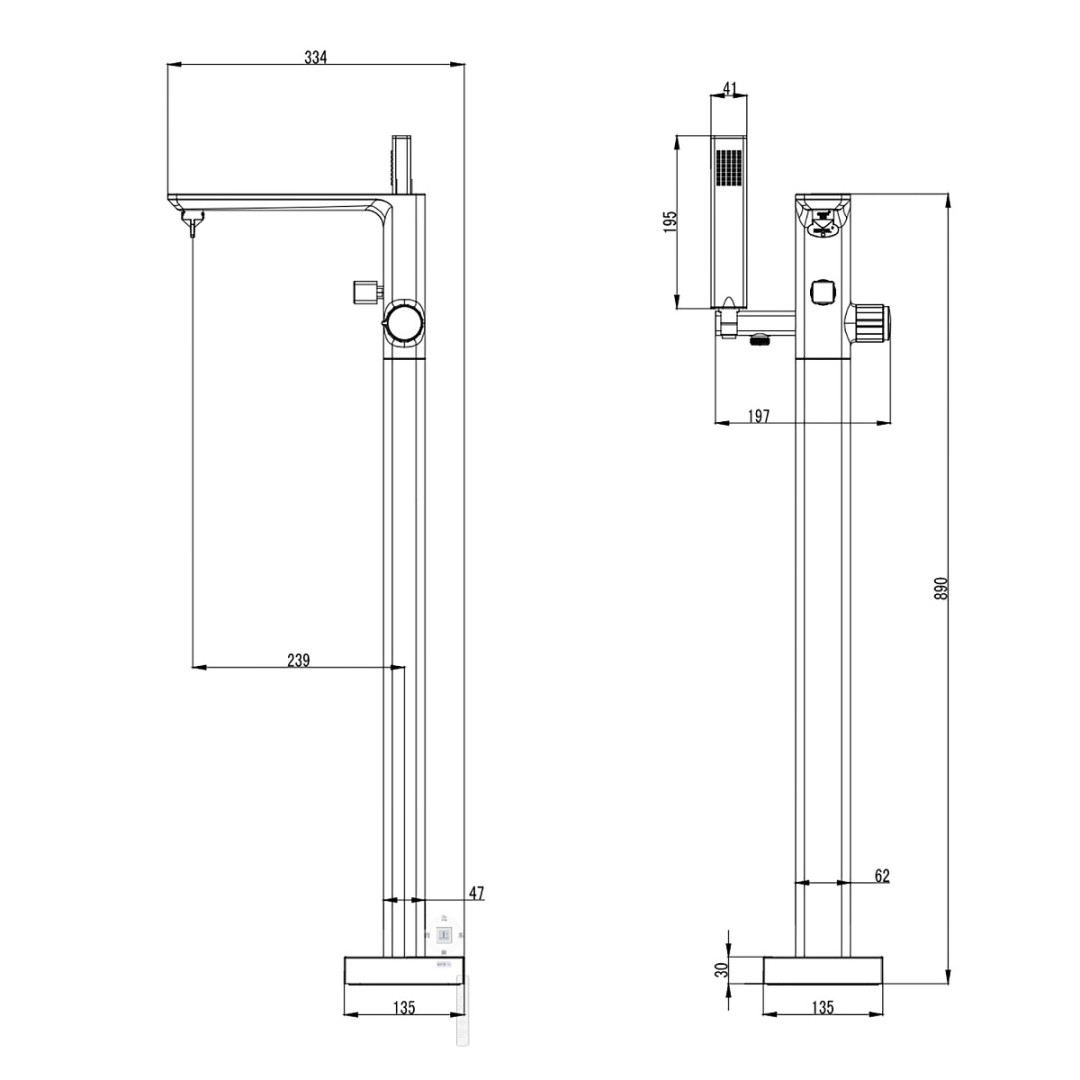 Приобрести azario смеситель для ванны piano, напольный, хром az-208260ab5c-0308a