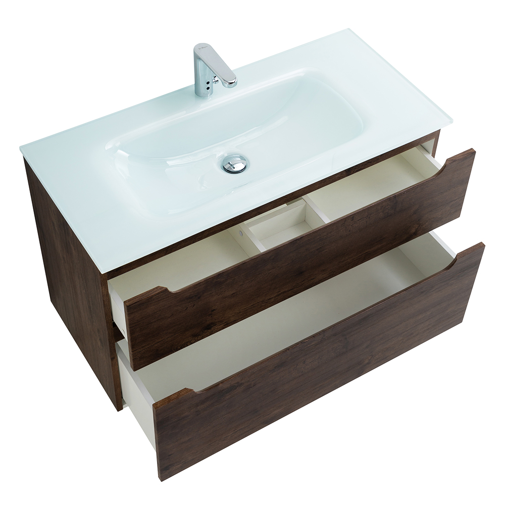 Приобрести belbagno тумба с раковиной etna-h60 90 см, подвесная rovere moro, стеклянная раковина