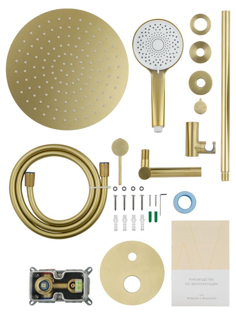 Приобрести душевая система встраиваемая wonzon & woghand stick, брашированное золото (ww-88939017-bg)