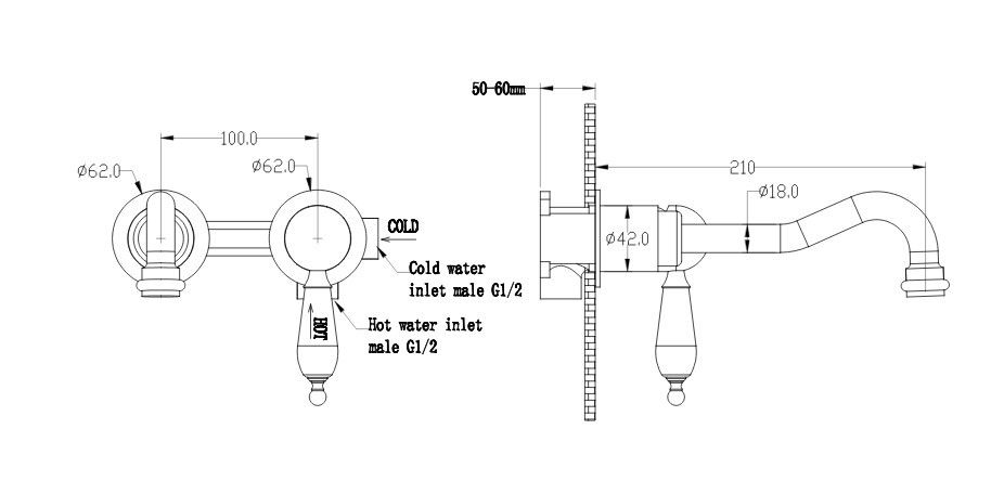 Приобрести boheme смеситель для раковины imperiale, настенный, золото 327