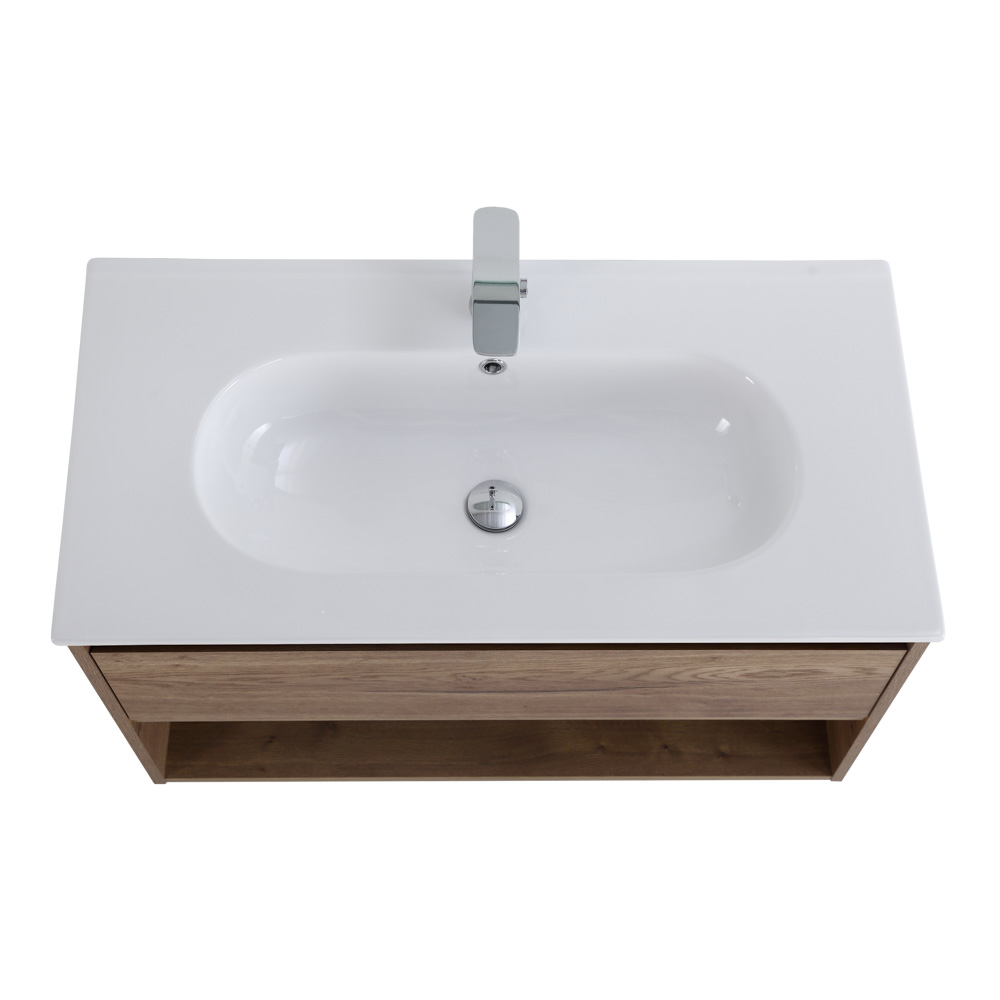 Приобрести belbagno тумба c раковиной kraft 80 см, с одним ящиком и полкой, подвесная rovere tabacco, белая раковина