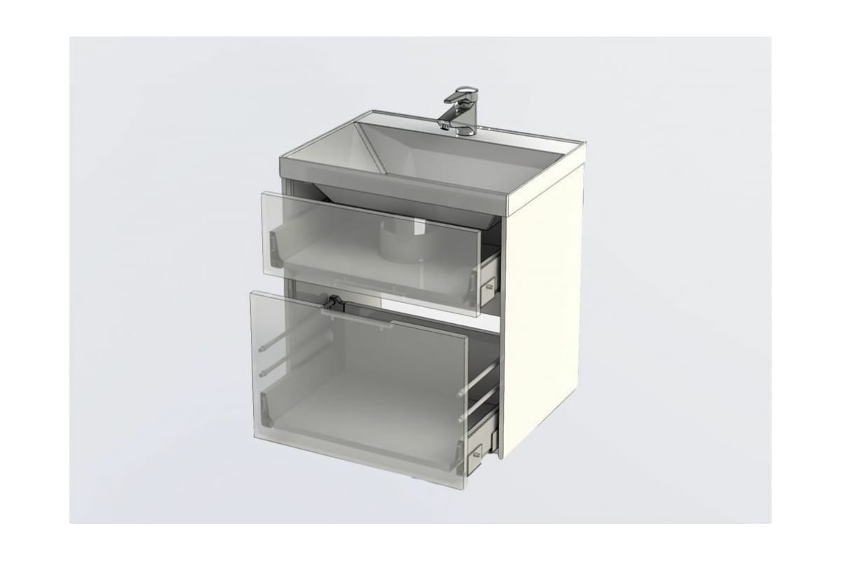 Приобрести aquanet тумба с раковиной латина 60 см, белая (2 ящика)