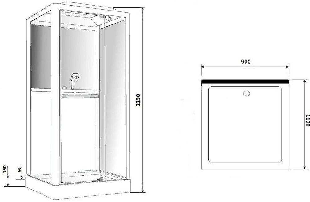 Приобрести grossman гидробокс 110х90 см, черный gr223