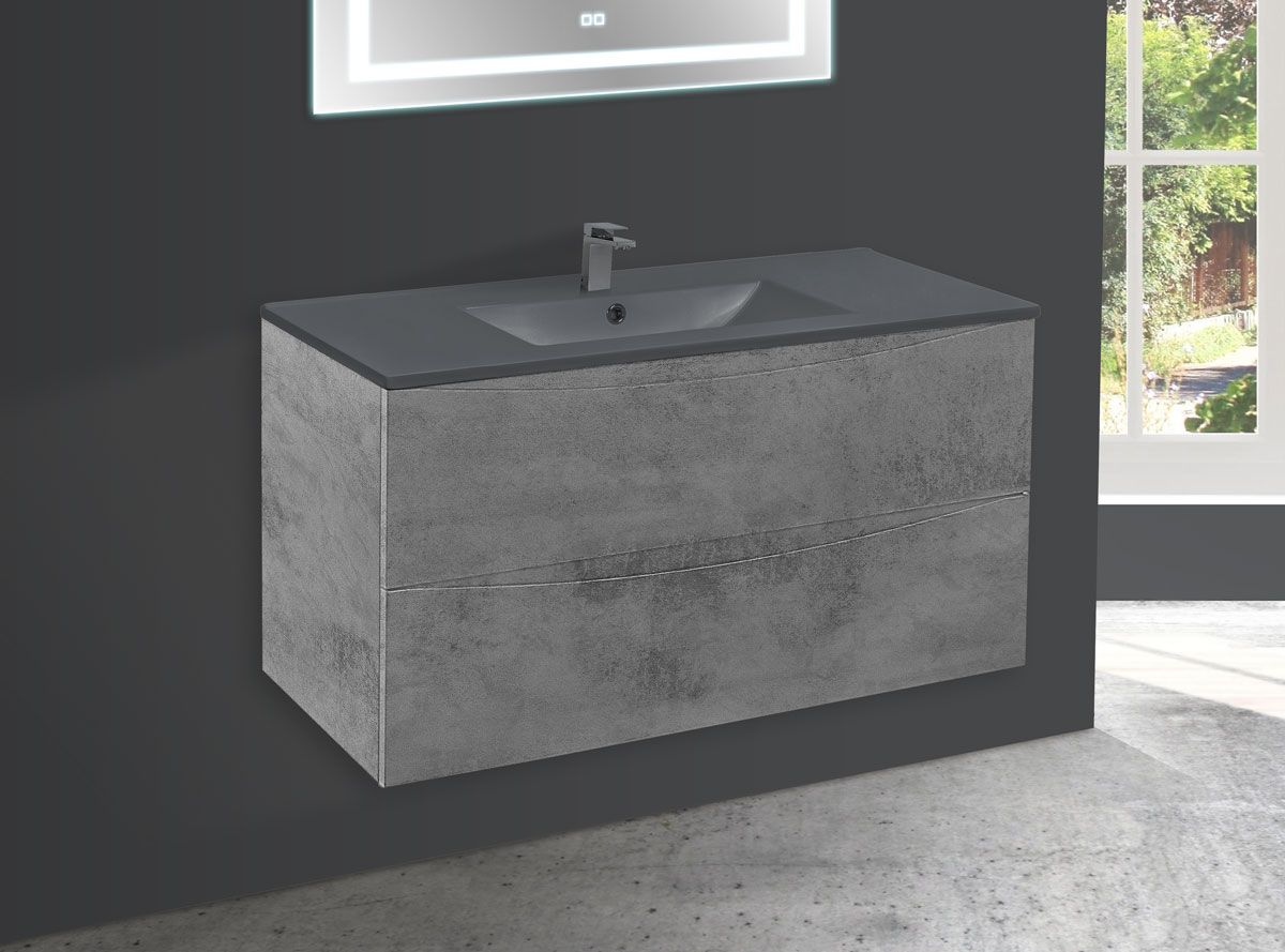 Приобрести vincea тумба подвесная mia 100 см, бетон с раковиной матовый антрацит vmc-2mc100bt;vbs-13100ma