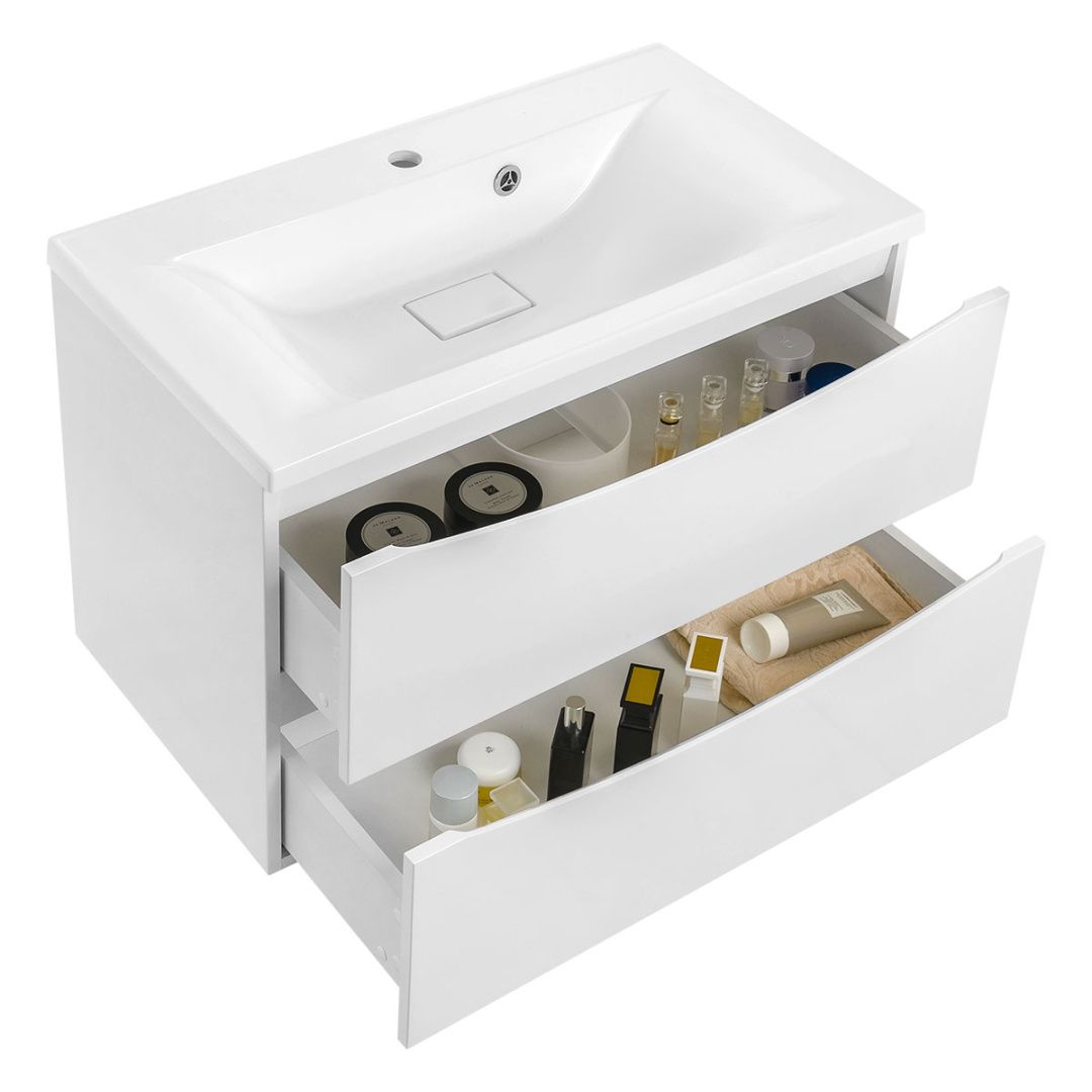 Приобрести vincea тумба подвесная mia 80 см, белая с белой раковиной vmc-2ma800gw;vcb-3m800w