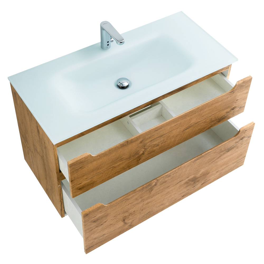 Приобрести belbagno тумба с раковиной etna-h60 100 см, подвесная rovere nature, стеклянная раковина