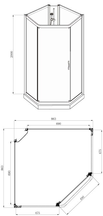 Приобрести azario душевая кабина denver 90x90 см, серая az-n10806 900 grey