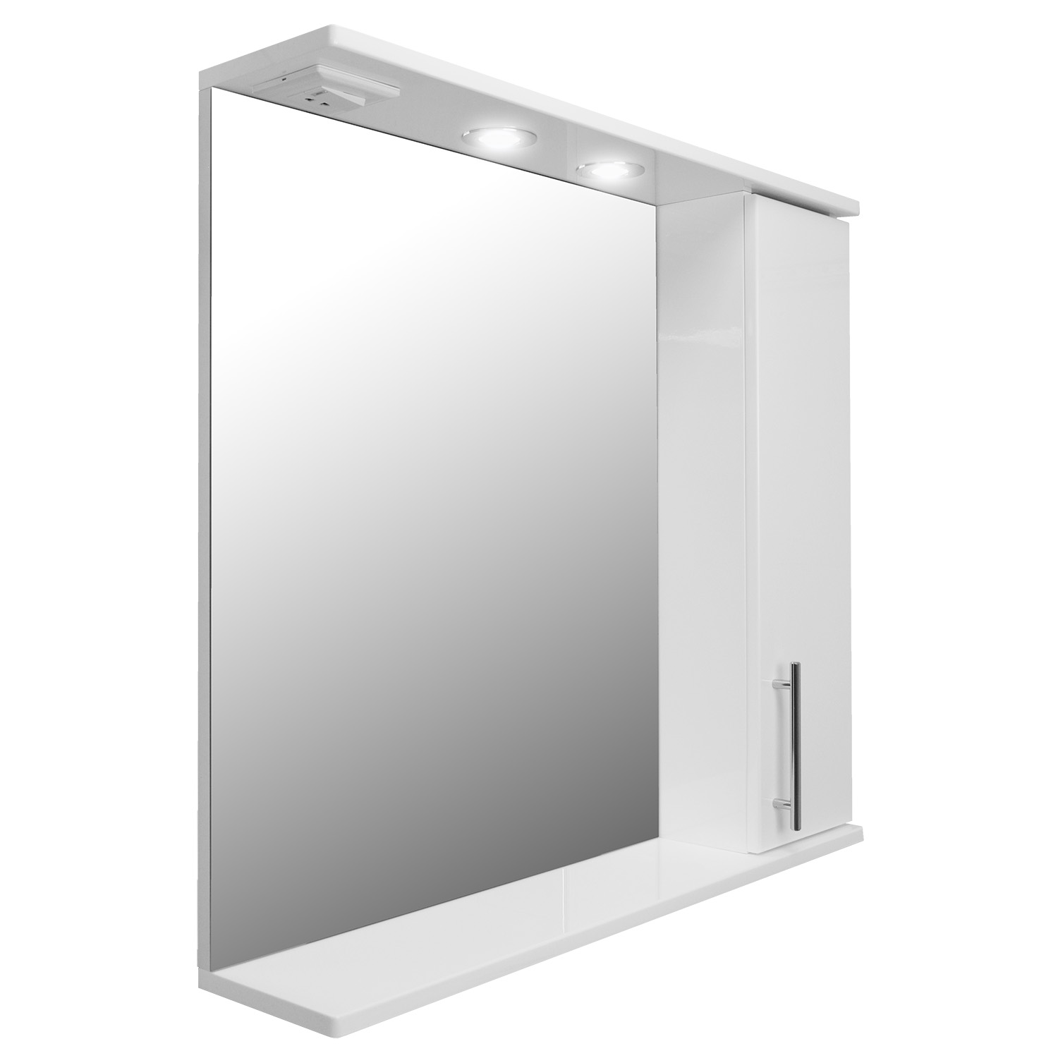 Приобрести loranto зеркало-шкаф karina 80 80х74 см, с подсветкой, правостороннее, белое (cs00086510)