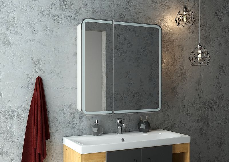 Приобрести continent зеркало шкаф с подсветкой elliott 80х80 см, бесконтактный включатель, белое