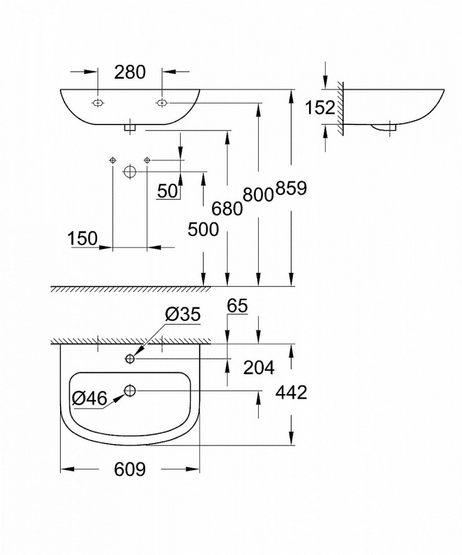 Приобрести grohe раковина bau ceramic 60см, белая альпин 39421000
