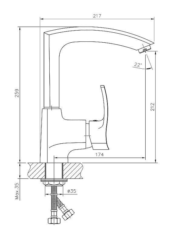 Приобрести haiba смеситель для кухни 259 мм, хром hb-4070