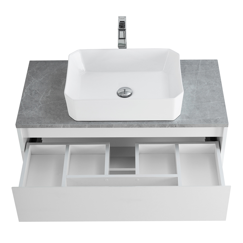 Приобрести belbagno тумба со столешницей kraft 100 см с ящиком и полкой, подвесная bianco opaco