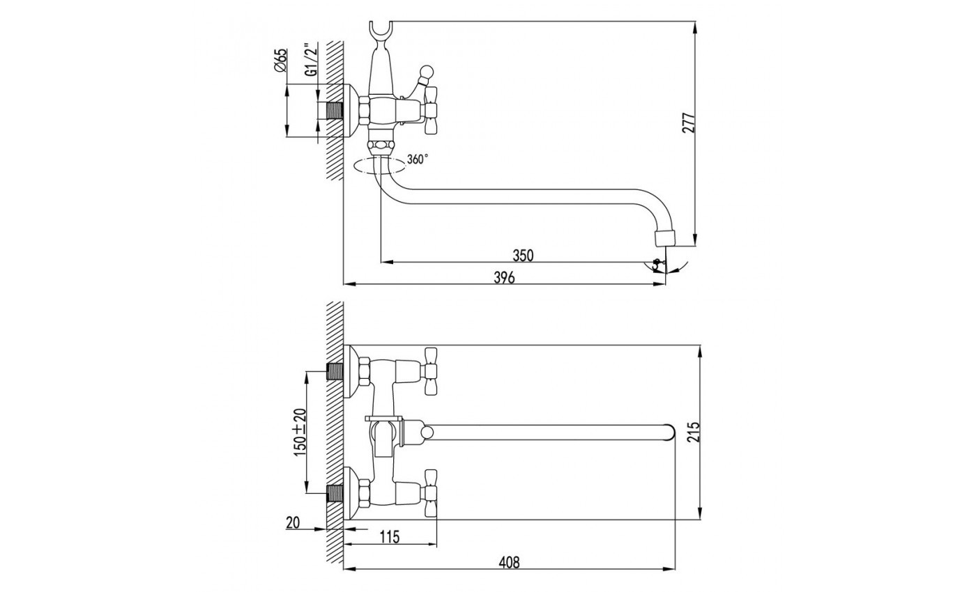 Приобрести lemark смеситель для ванны benefit, двухвентильный, хром lm2551c