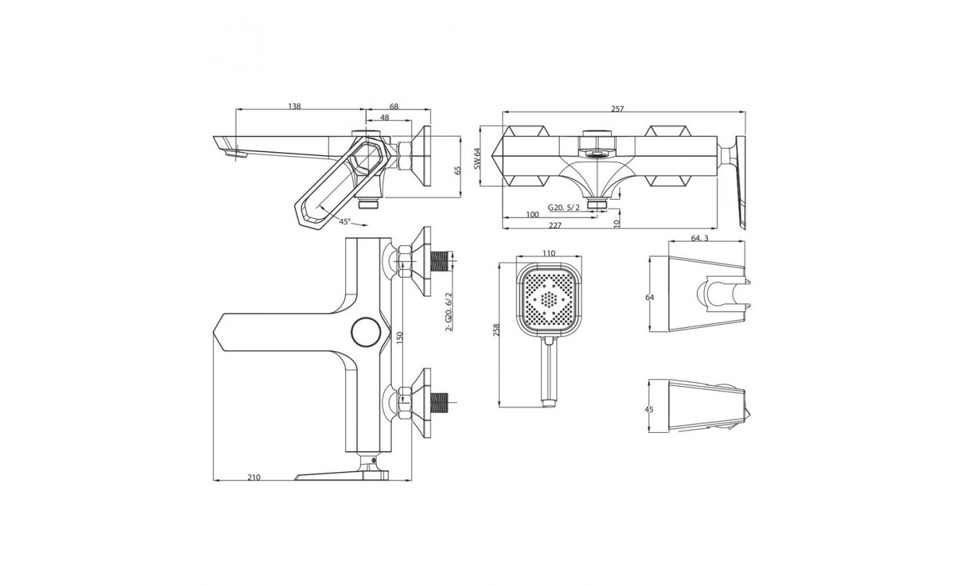 Приобрести lemark смеситель для ванны prizma, хром lm3914c