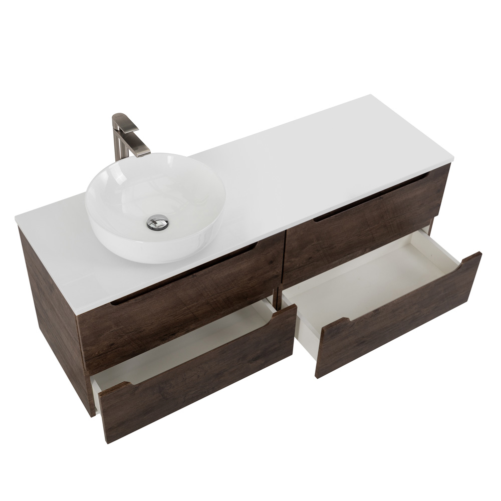 Приобрести belbagno тумба со столешницей etna 120 см, подвесная rovere moro, раковина слева