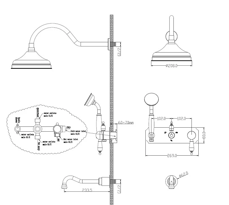 Приобрести boheme душевая система imperiale, встраиваемоя, золото 328