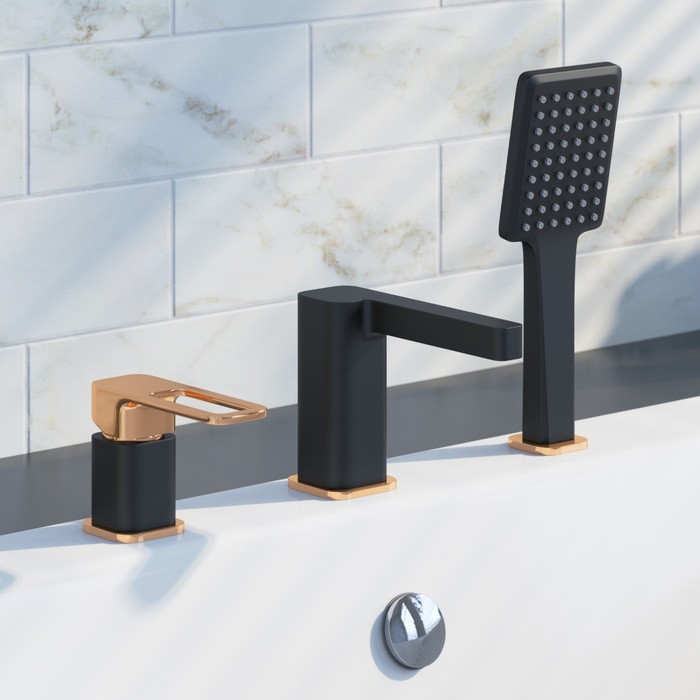Приобрести iddis смеситель на борт ванны slide, 3 -отверстия, черный матовый\бронза slibg30i07