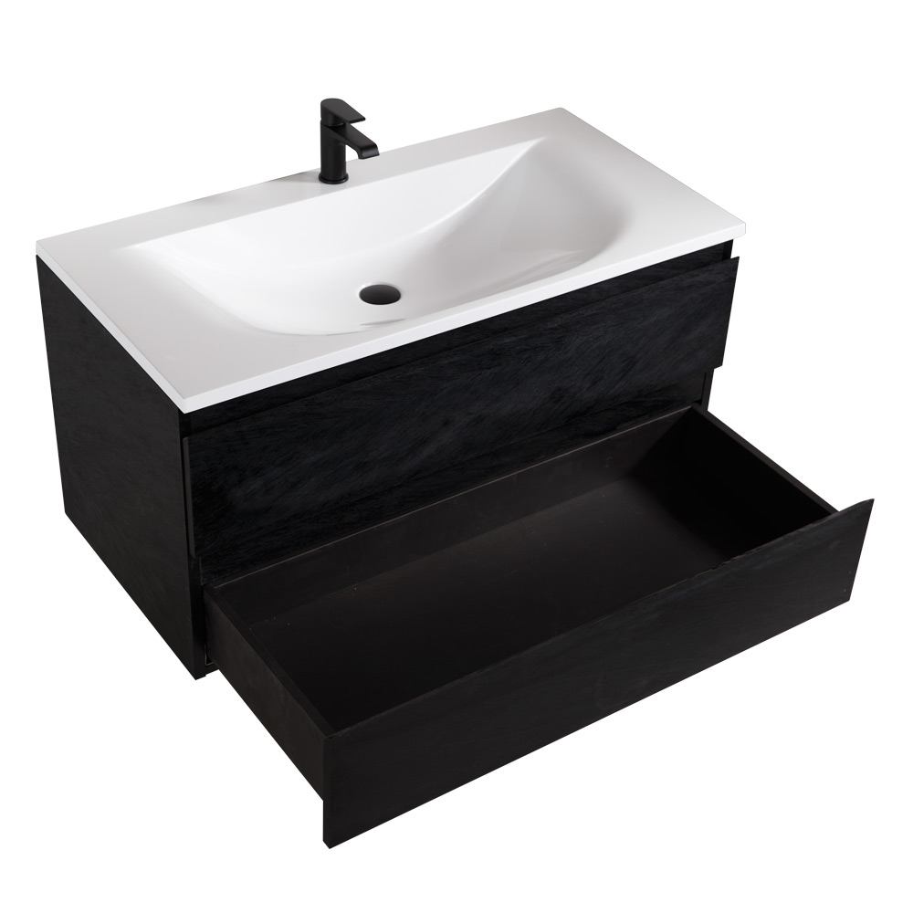 Приобрести cezares тумба подвесная с раковиной molveno 100 см nero, черная molveno-100-2c-so-nc