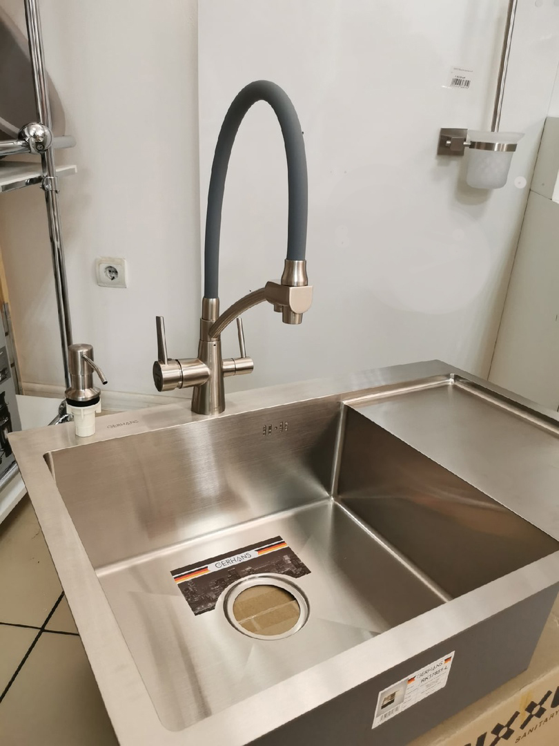 Приобрести gerhans кухонная мойка 78х51 см, левосторонняя, золото