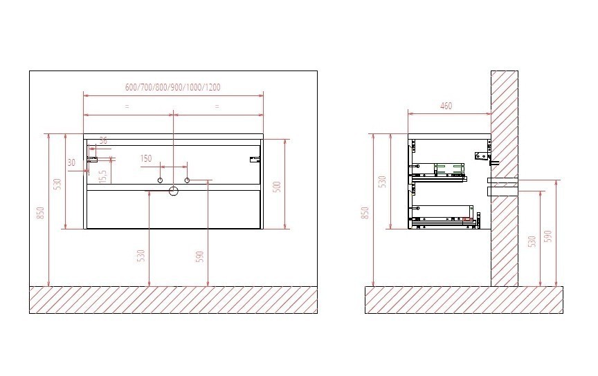 Приобрести тумба подвесная с раковиной belbagno kraft-600-2c-so-bo 60 см, bianco opaco
