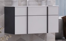 Opadiris Тумба подвесная с раковиной Кристалл 90 см, белая\антрацит