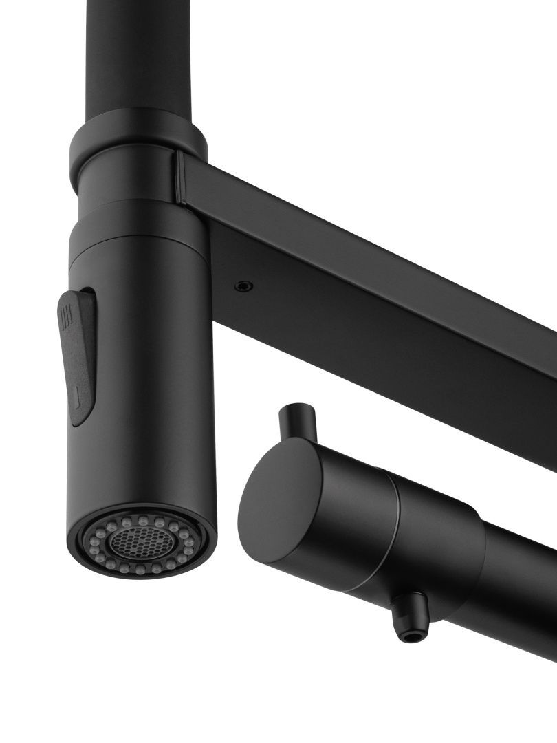 Приобрести смеситель для кухни с гибким изливом и подключением фильтра wonzon & woghand, черный матовый (ww-88458007-mb)