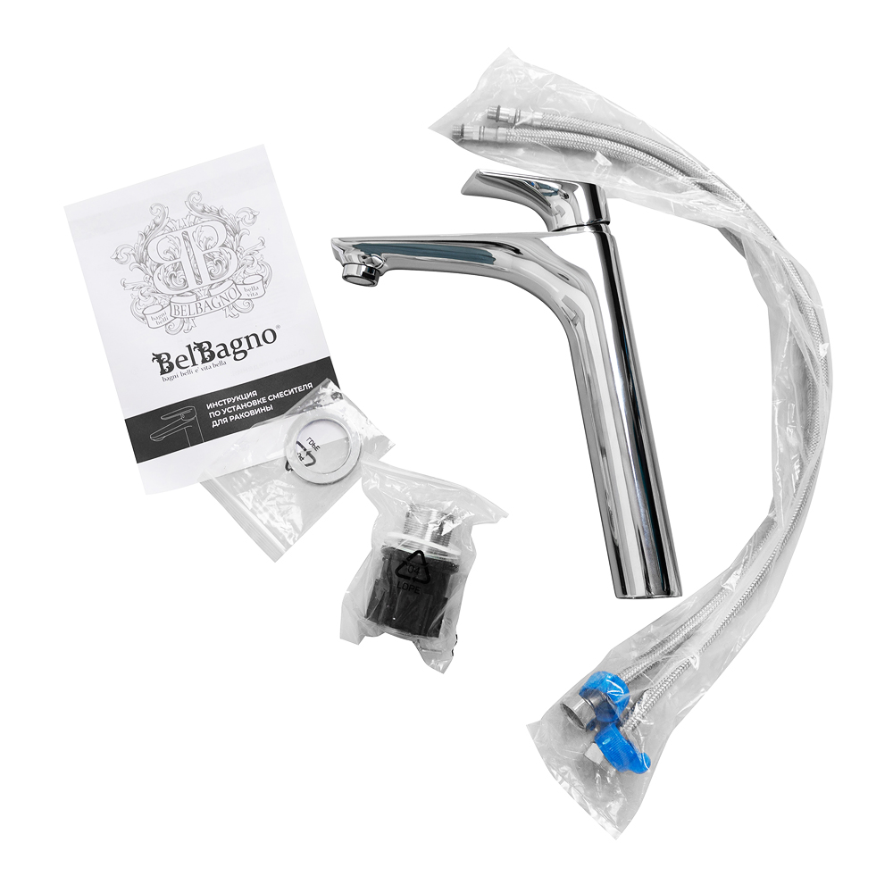 Приобрести belbagno смеситель для раковины marino, высокий, хром marino-lmc-crm-w0