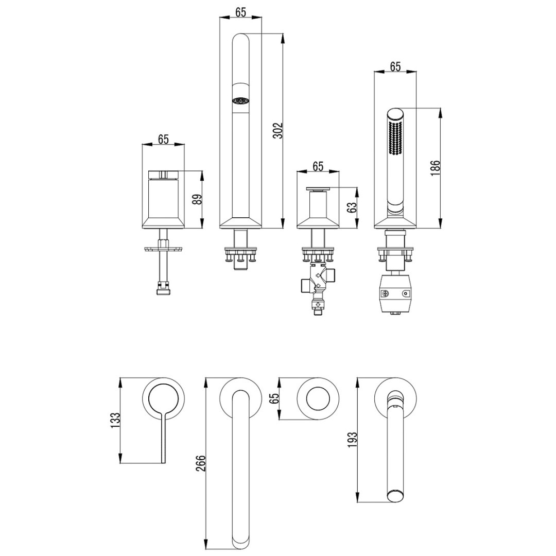 Приобрести azario смеситель на борт ванны flame, 4 -отверстия, черный az-vpc258320pa