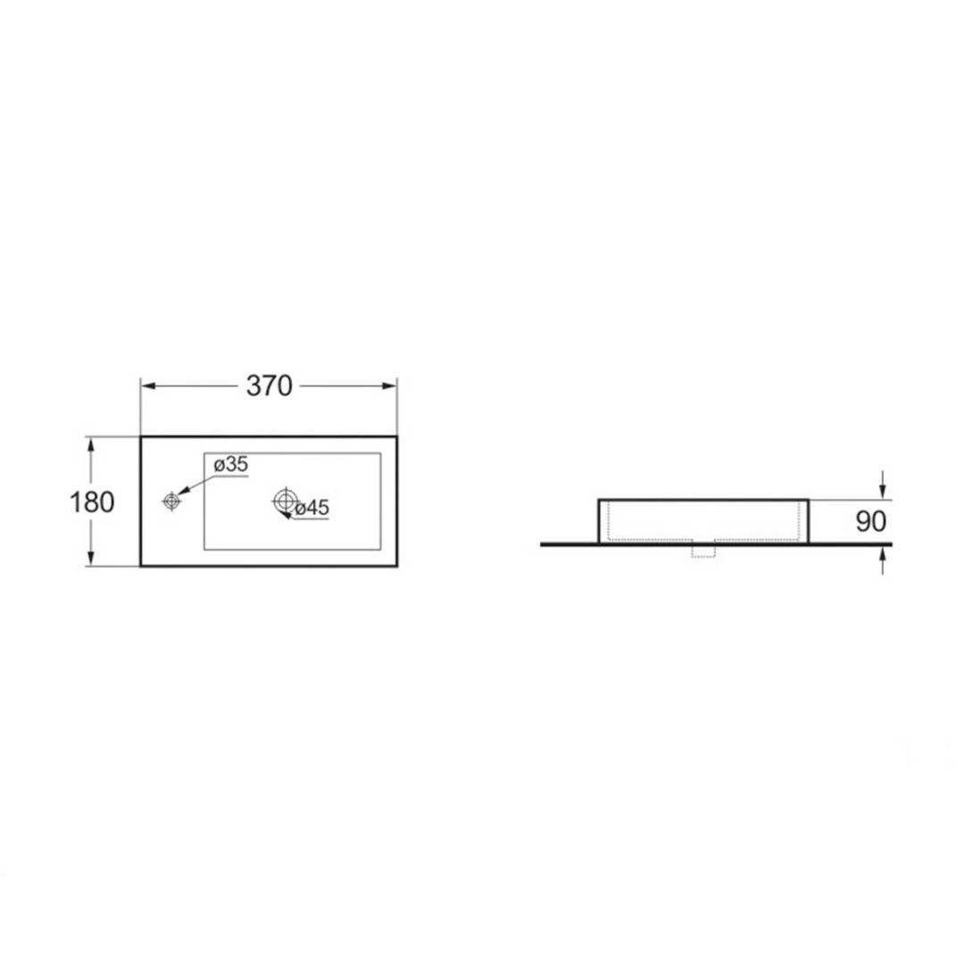 Приобрести vincea раковина подвесная 37х18 см, левостороняя, белая vbs-133l