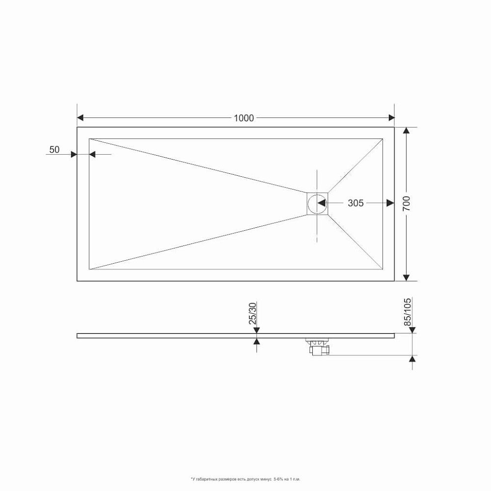Приобрести grossman каменный душевой поддон strong 70x100 см, белый gr-s170100q