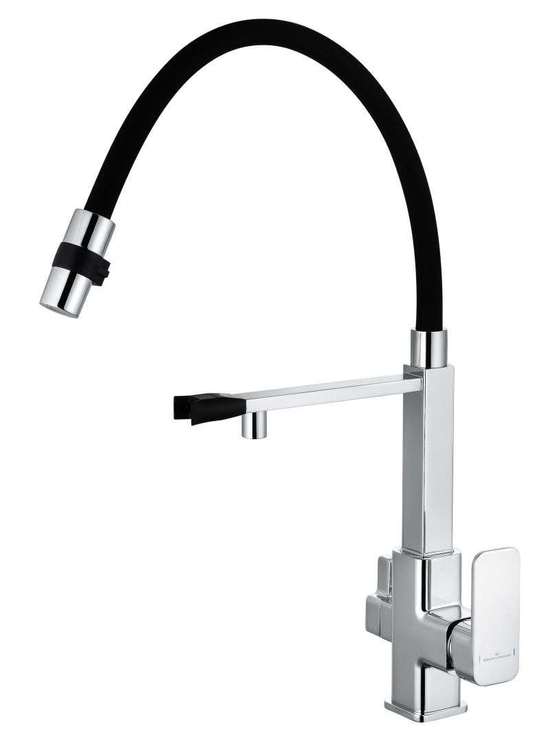 Приобрести смеситель для кухни с гибким изливом и подключением фильтра wonzon & woghand, хром (ww-88458012-cr)