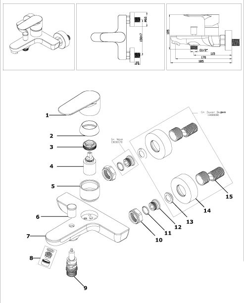 Приобрести смеситель для ванны azario leya с коротким изливом az-15920501