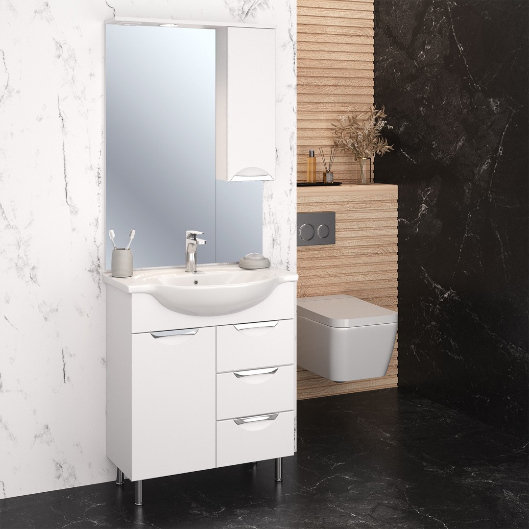 Приобрести aqua de marco зеркало-шкаф eleganse 70 см, правое, белый\хром 1070cele/r