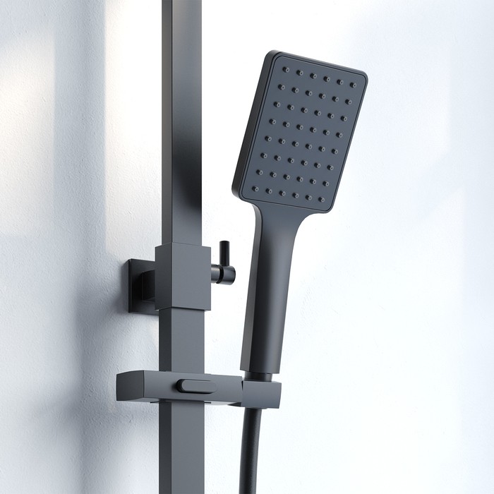 Приобрести iddis душевая система bild, квадратная d-200мм, черный матовый bilbl1fi06