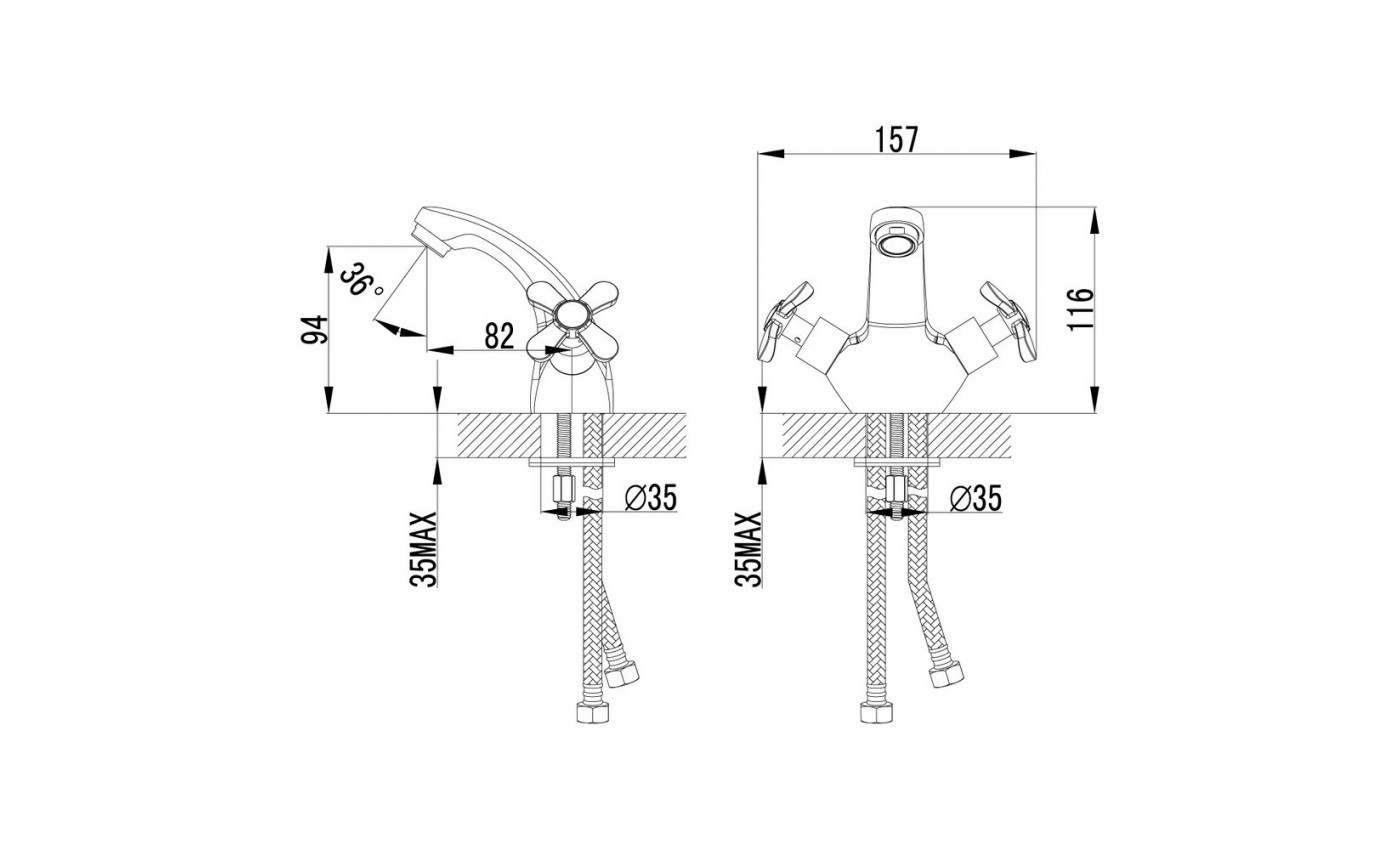 Приобрести lemark смеситель для раковины partner, двухвентильный, хром lm6546c